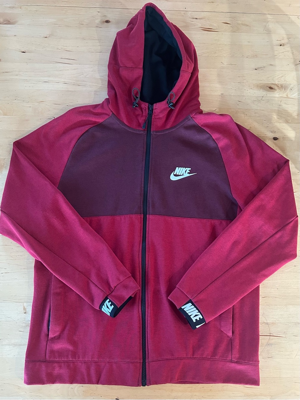 Nike Advance 15 Colorblock Full Zip Hoodie Red Burgundy Size XL